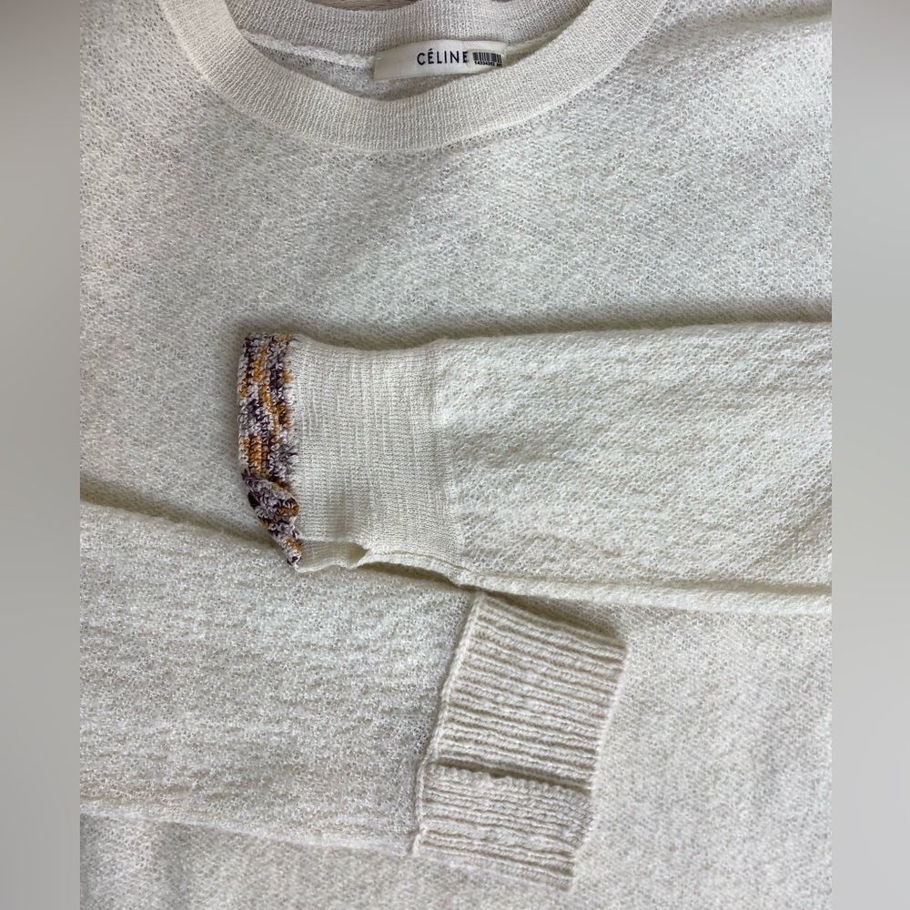 Celine By Phoebe Philo Crewneck Cream Long Sleeve 100% Wool Sweater Size Large - Picture 5 of 9